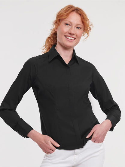 Polycotton Poplin 110 Fitted L/S Shirt Ladies