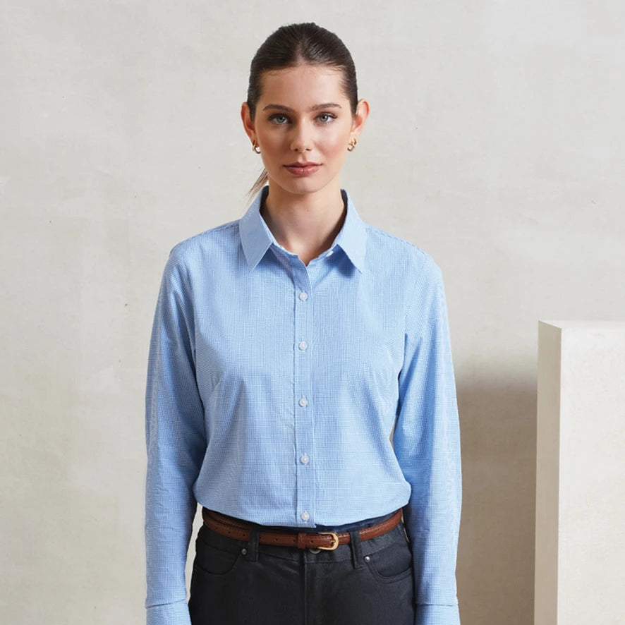 Premier Ladies Gingham Long Sleeve Shirt