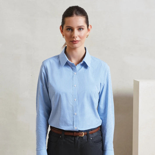 Premier Ladies Gingham Long Sleeve Shirt