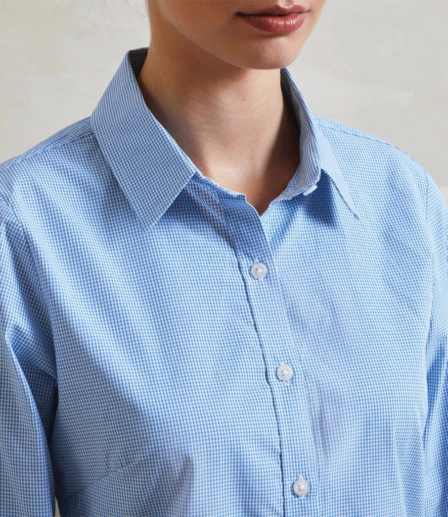 Premier Ladies Gingham Long Sleeve Shirt