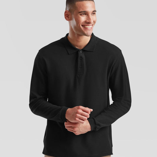 Premium Long Sleeve Cotton Polo Shirt 180 Adult