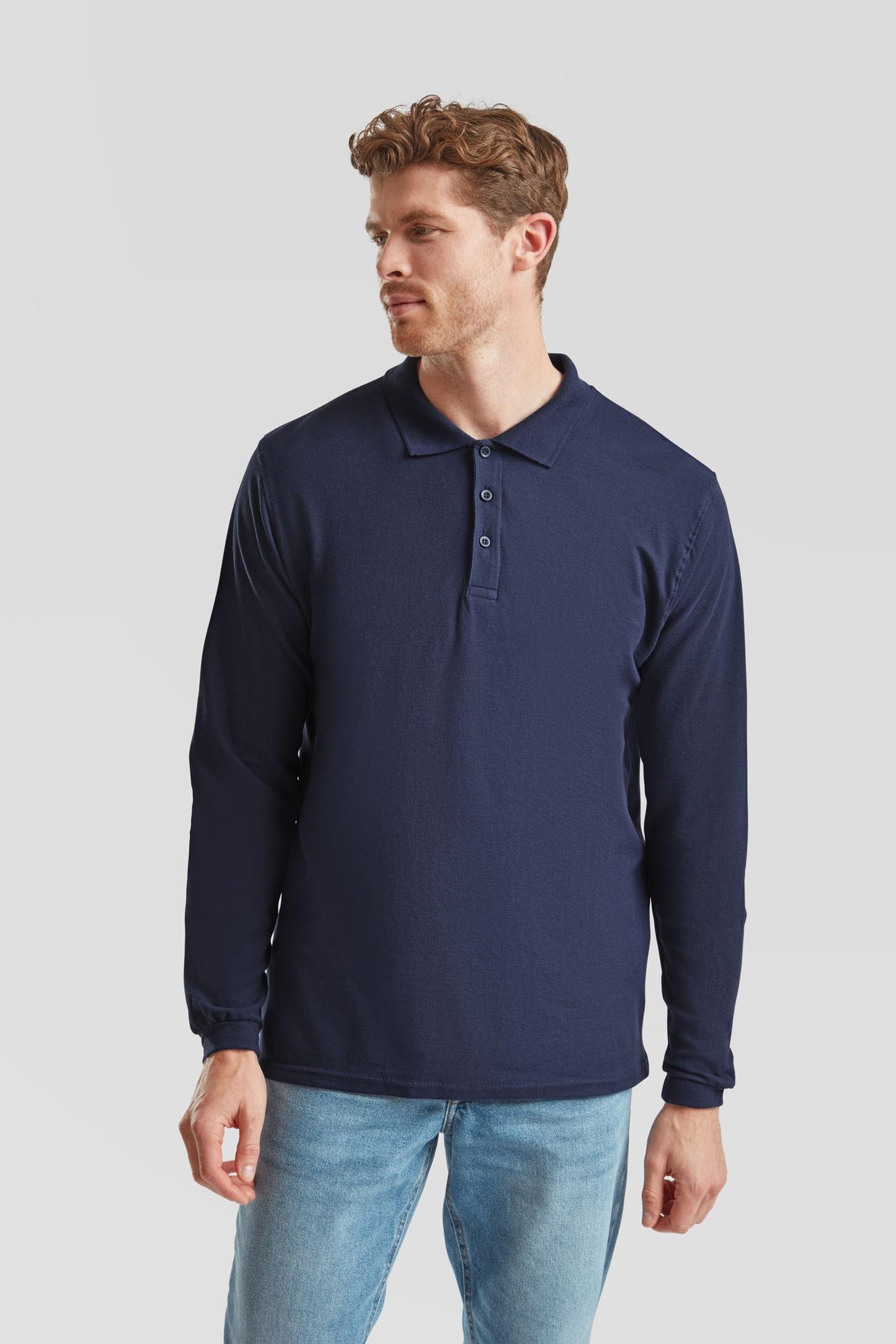 Premium Long Sleeve Cotton Polo Shirt 180 Adult