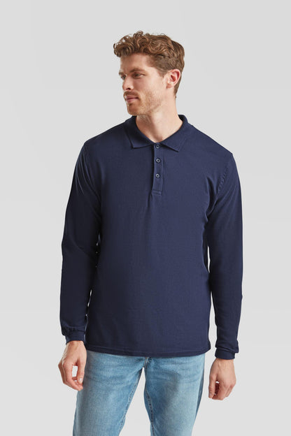 Premium Long Sleeve Cotton Polo Shirt 180 Adult
