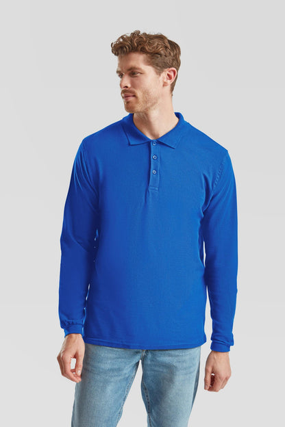 Premium Long Sleeve Cotton Polo Shirt 180 Adult