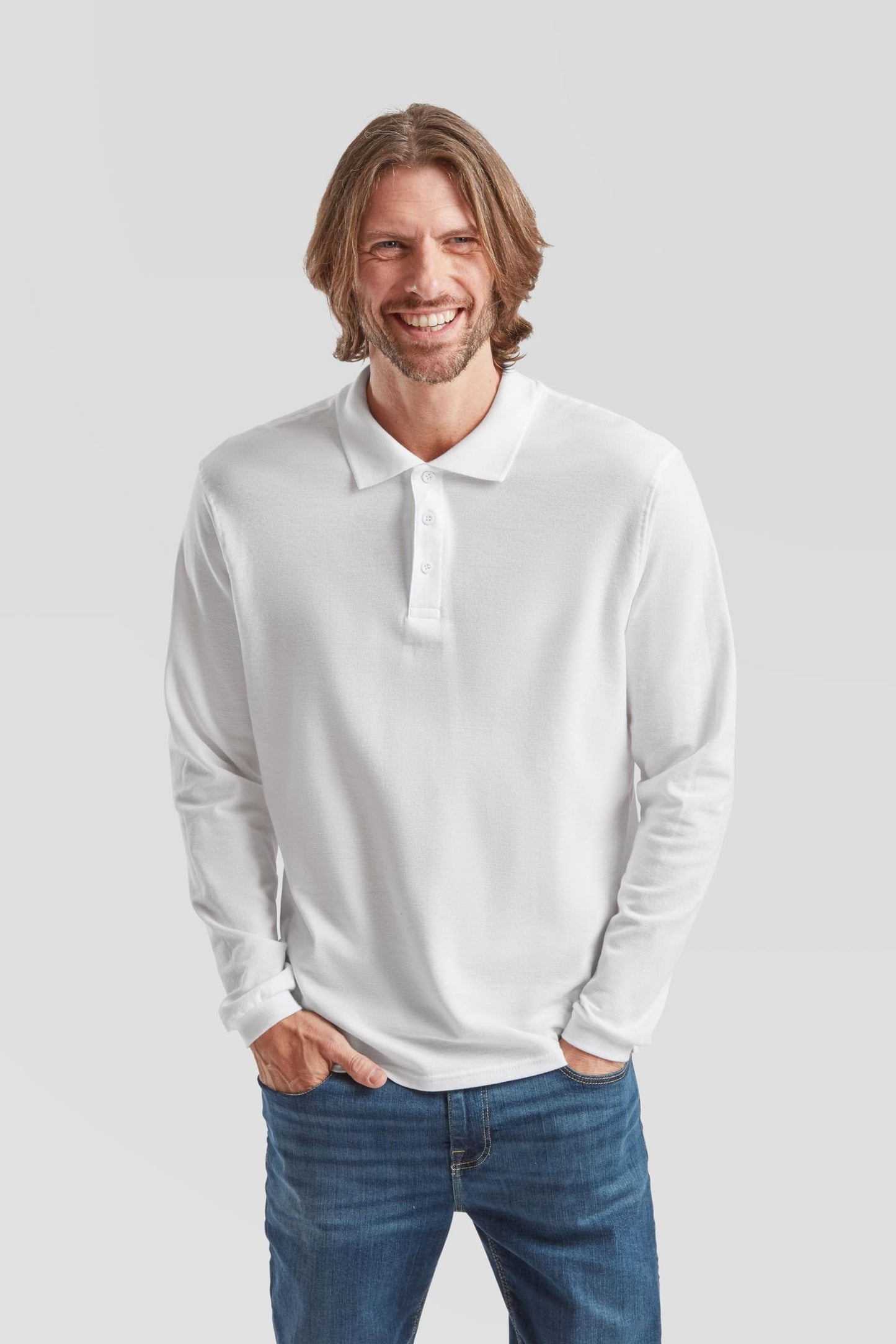 Premium Long Sleeve Cotton Polo Shirt 180 Adult
